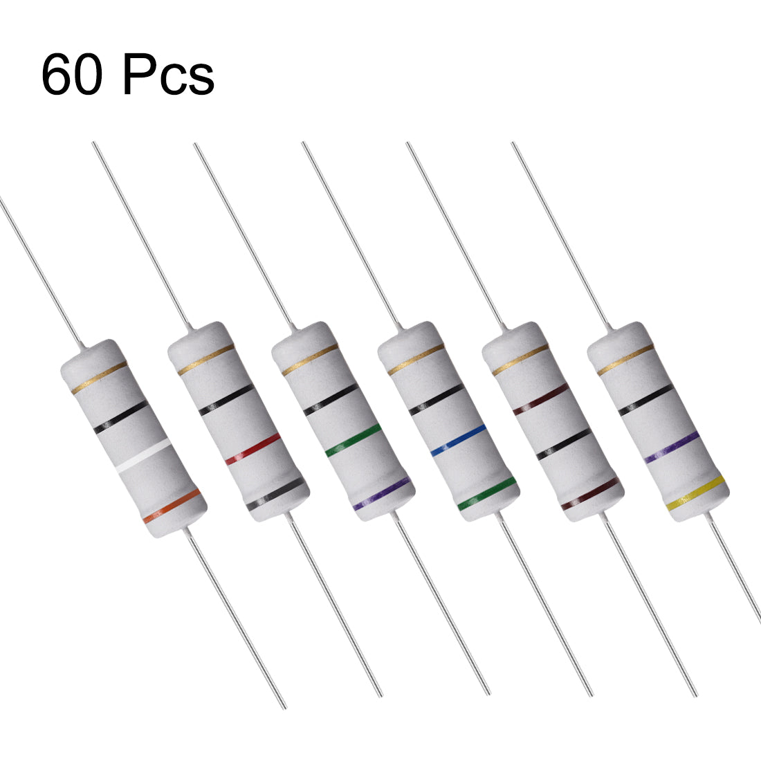 uxcell Uxcell 60 Pcs 5W Metal Oxide Film Resistor 39R,47R,56R,75R,82R,100R Ohm ±5%