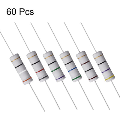 Harfington Uxcell 60 Pcs 5W Metal Oxide Film Resistor 39R,47R,56R,75R,82R,100R Ohm ±5%