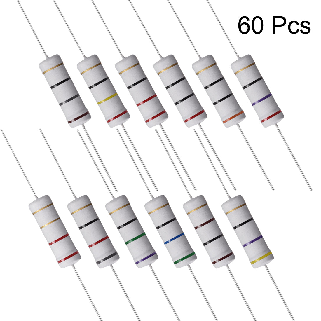 uxcell Uxcell 60 Pcs 5W Metal Oxide Film Resistor 18R,20R,22R,24R,56R,75R,82R,100R Ohm ±5%