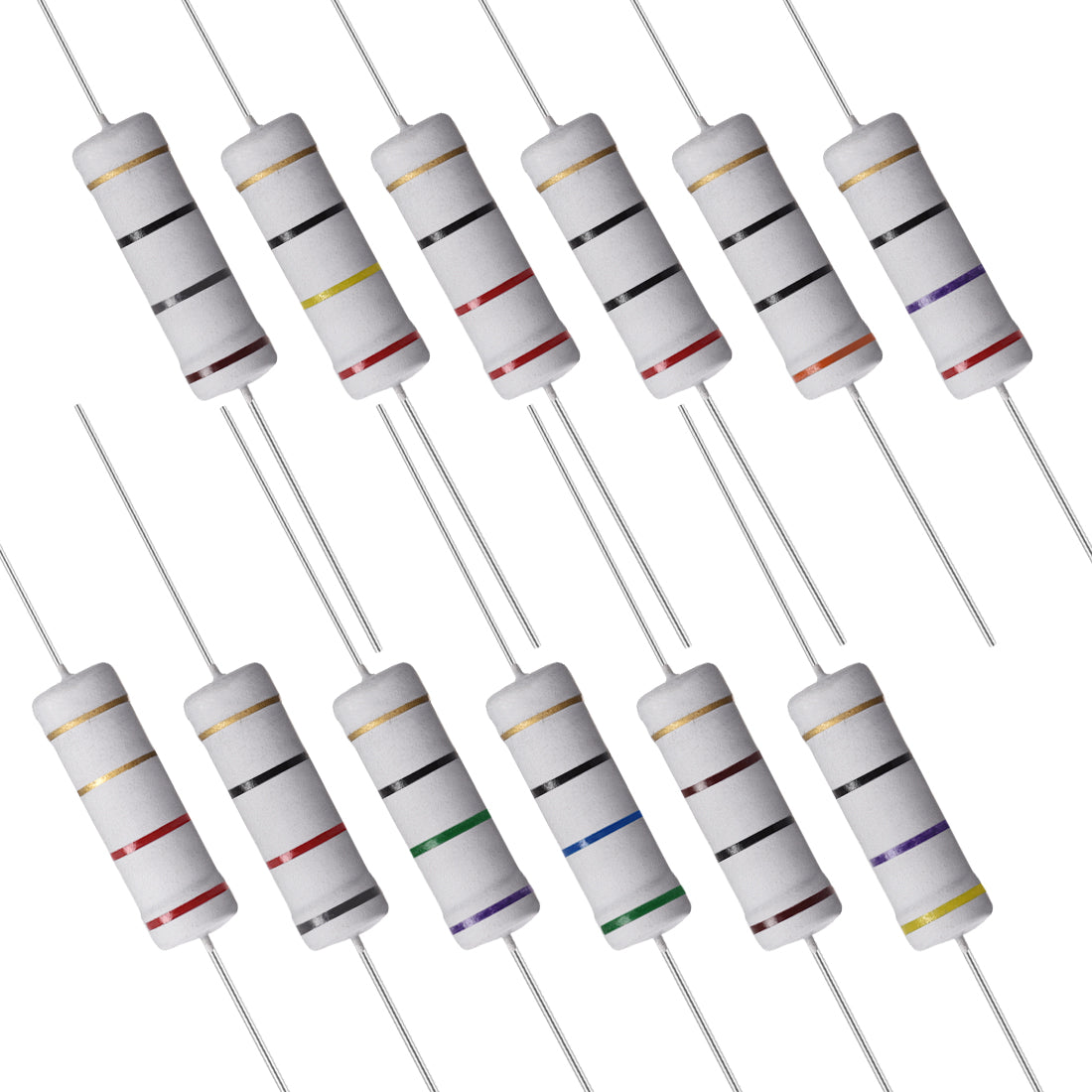 uxcell Uxcell 60 Pcs 5W Metal Oxide Film Resistor 18R,20R,22R,24R,56R,75R,82R,100R Ohm ±5%