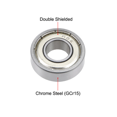 Harfington Uxcell R6ZZ Ball Bearing 3/8"x7/8"x9/32" Double Shielded ABEC-5 Bearings 10pcs