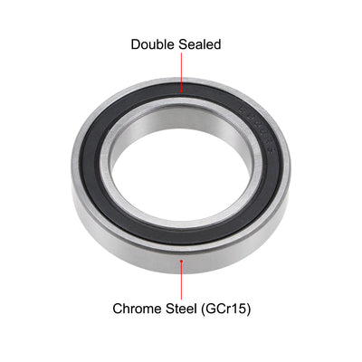 Harfington Uxcell Deep Groove Ball Bearing Double Sealed Chrome Steel P0 Z1 Metric Bearings