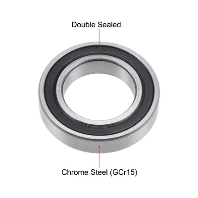 Harfington Uxcell Deep Groove Ball Bearing Double Seal Chrome Steel P0 Z1 Metric Bearings