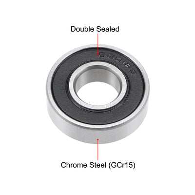 Harfington Uxcell Deep Groove Ball Bearing Double Sealed ABEC-3 Z1 Bearing