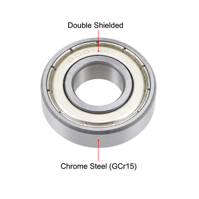 Harfington Uxcell Deep Groove Ball Bearings Metric Double Shielded Chrome Steel ABEC3 Z1