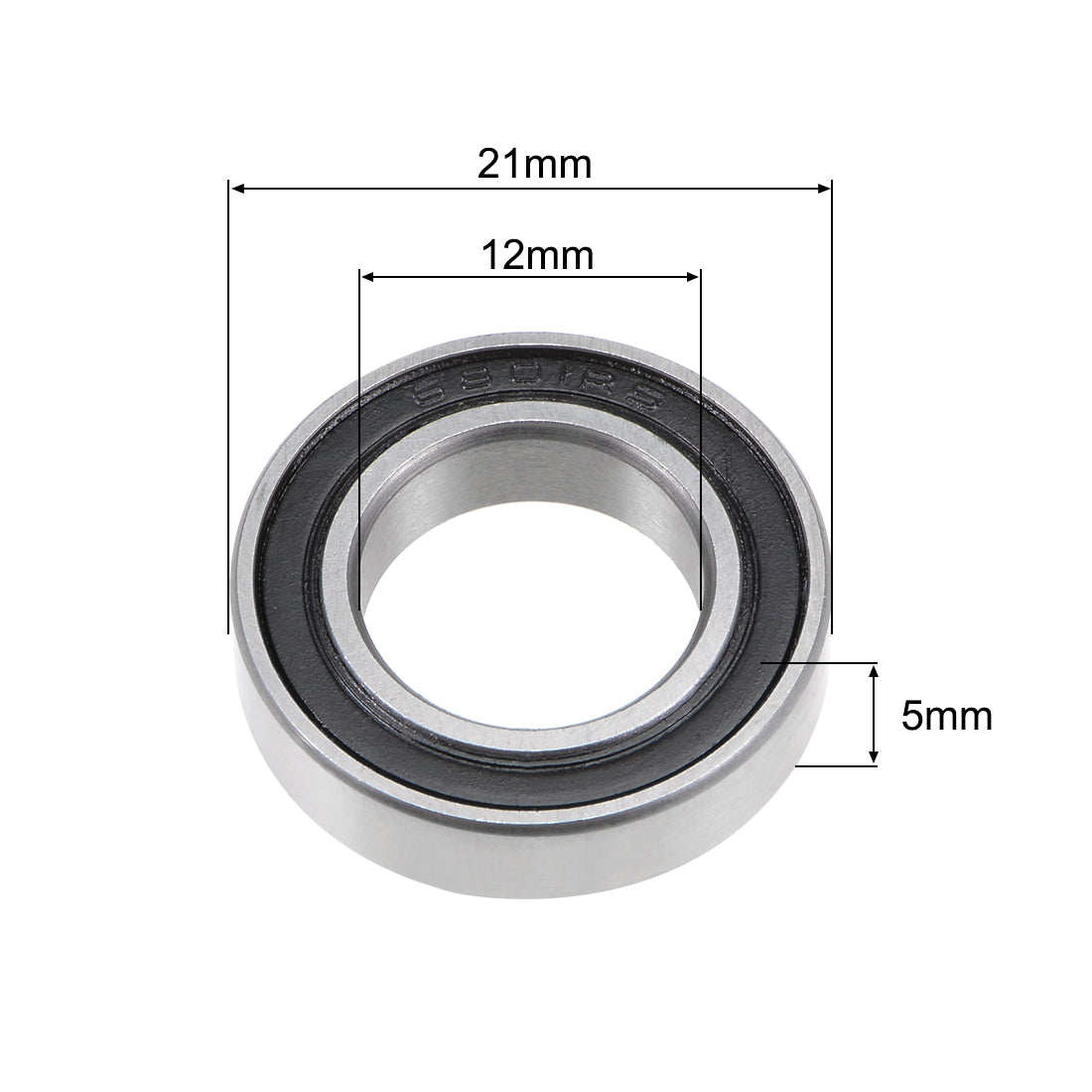 uxcell Uxcell 6801-2RS Ball Bearing 12x21x5mm Double Sealed ABEC-1 Bearings 10pcs