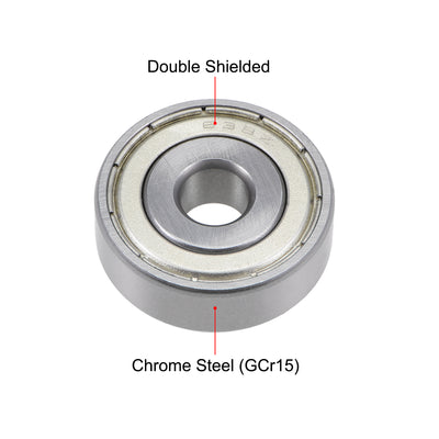 Harfington Uxcell Deep Groove Ball Bearings Metric Double Shielded Chrome Steel ABEC3 Z1