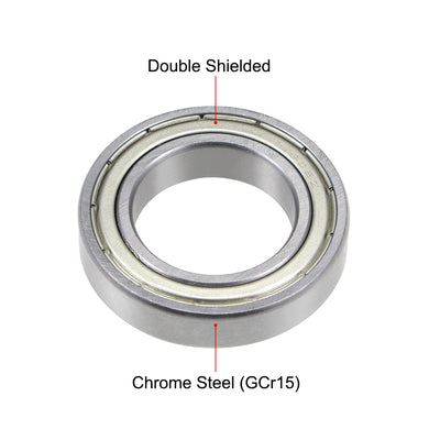 Harfington Uxcell Deep Groove Ball Bearing Double Shielded Chrome Metric Bearings P0 Z1