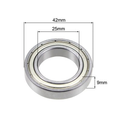 Harfington Uxcell Deep Groove Ball Bearing Double Shielded Chrome Metric Bearings P0 Z1