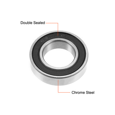 Harfington Uxcell Deep Groove Ball Bearings Metric Double Sealed Chrome Steel ABEC-3 Z1