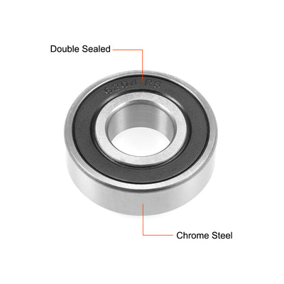 Harfington Uxcell Deep Groove Ball Bearings Metric Double Sealed Chrome Steel ABEC-3 Z1