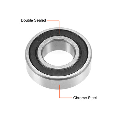 Harfington Uxcell Deep Groove Ball Bearing Double Sealed ABEC-3 Z1 Bearing