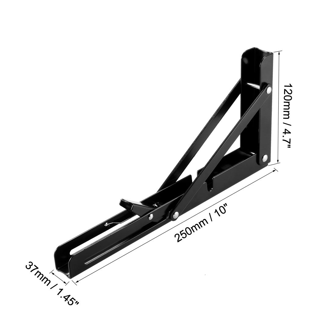 uxcell Uxcell Folding Bracket 10 inch 250mm for Shelves Table Desk Wall Mounted Support Collapsible Long Release Arm Space Saving Carbon Steel