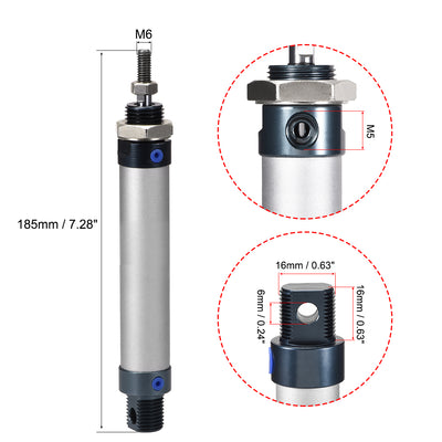 Harfington Uxcell Pneumatic Air Cylinder 16mm Bore M5,Single Rod Double Action