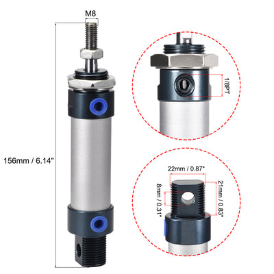 Harfington Uxcell Pneumatic Air Cylinder, 20mm Bore Stoke M8,Single Rod Double Action