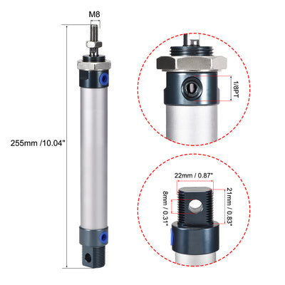 Harfington Uxcell Pneumatic Air Cylinder, 20mm Bore Stoke M8,Single Rod Double Action