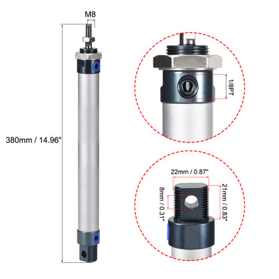 Harfington Uxcell Pneumatic Air Cylinder, 20mm Bore Stoke M8,Single Rod Double Action