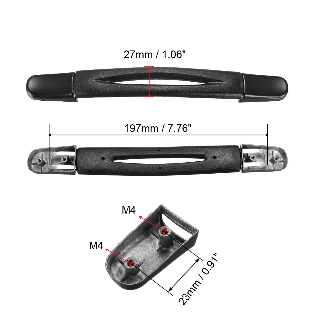 uxcell Uxcell Koffergriff, Ersatzgriffschlaufe 197mm Ersatzgepäckgriff Ersatzkoffergriff Schwarz