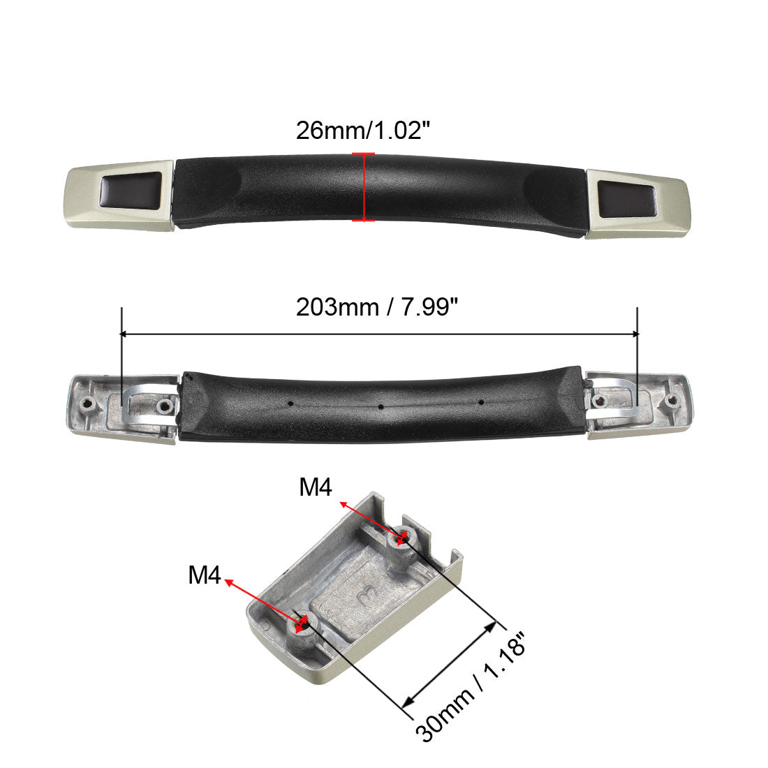 uxcell Uxcell Luggage Handle, 203mm Long Strap Grip Replacement for Suitcase Case Black