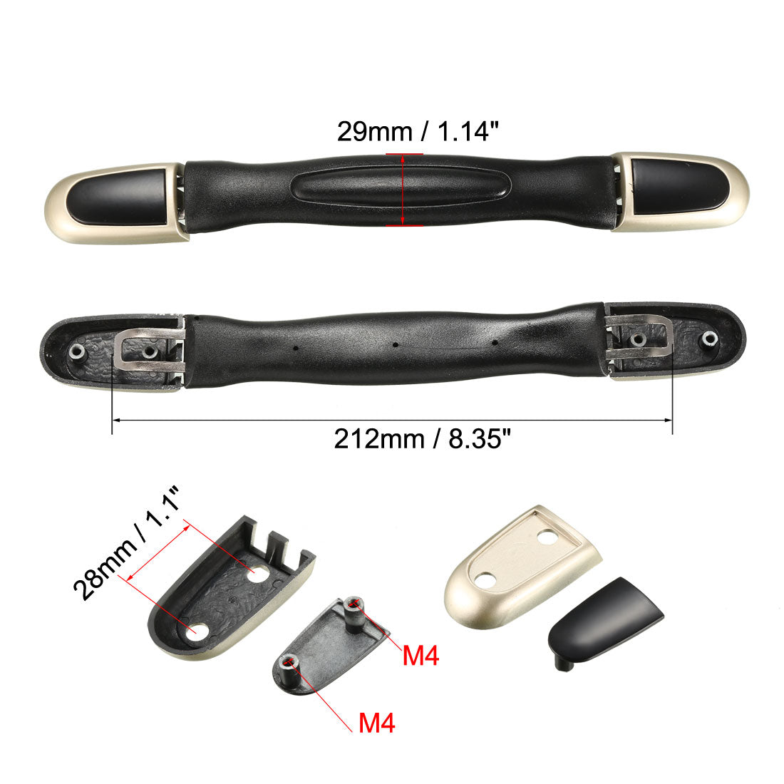 uxcell Uxcell Luggage Handle, 212mm Length Strap Grip Replacement for Suitcase Case Black