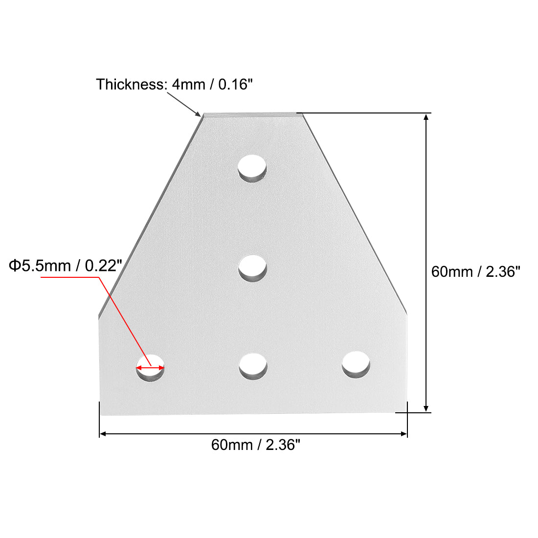 uxcell Uxcell 2Stück 5 Loch T Form außerhalb Platte für 2020 Aluminiumprofil 60x60x4mm