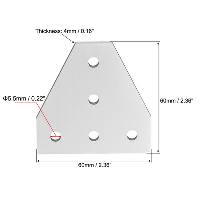 Harfington Uxcell 2Stück 5 Loch T Form außerhalb Platte für 2020 Aluminiumprofil 60x60x4mm