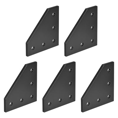 uxcell Uxcell L Shape Outside Joining Plate, 60mm x 60mm x 4mm with 5-Hole Joint Bracket for 2020 Aluminum Profile, 5 Pcs (Black)