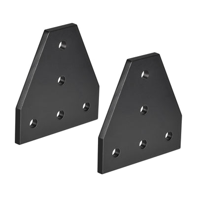 Harfington Uxcell T Shape Outside Joining Plate, 60mm x 60mm x 4mm with 5-Hole Joint Bracket for 2020 Aluminum Profile, 2 Pcs (Black)