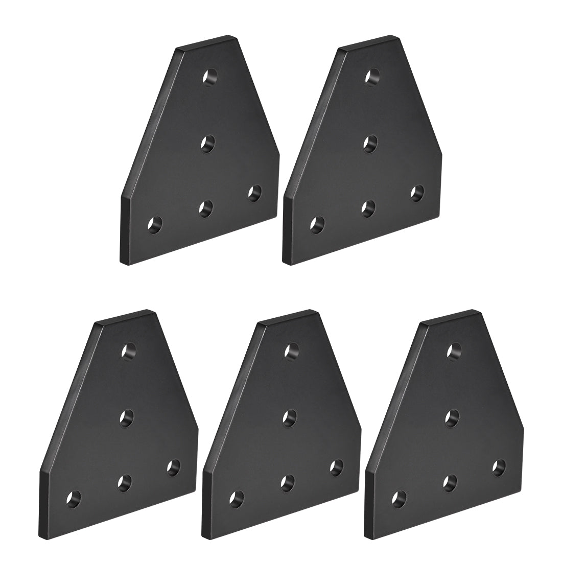 uxcell Uxcell T Shape Outside Joining Plate, 60mm x 60mm x 4mm with 5-Hole Joint Bracket for 2020 Aluminum Profile, 5 Pcs (Black)