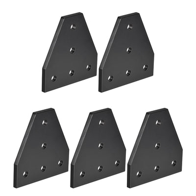 Harfington Uxcell T Shape Outside Joining Plate, 60mm x 60mm x 4mm with 5-Hole Joint Bracket for 2020 Aluminum Profile, 5 Pcs (Black)