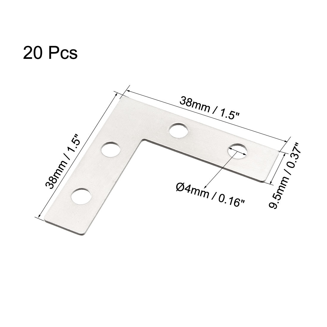 uxcell Uxcell 20stk. Flache Winkelplatte T Form Reparaturstrebe, 115mmx86mm Silberton