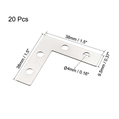 Harfington Uxcell 20stk. Flache Winkelplatte T Form Reparaturstrebe, 115mmx86mm Silberton