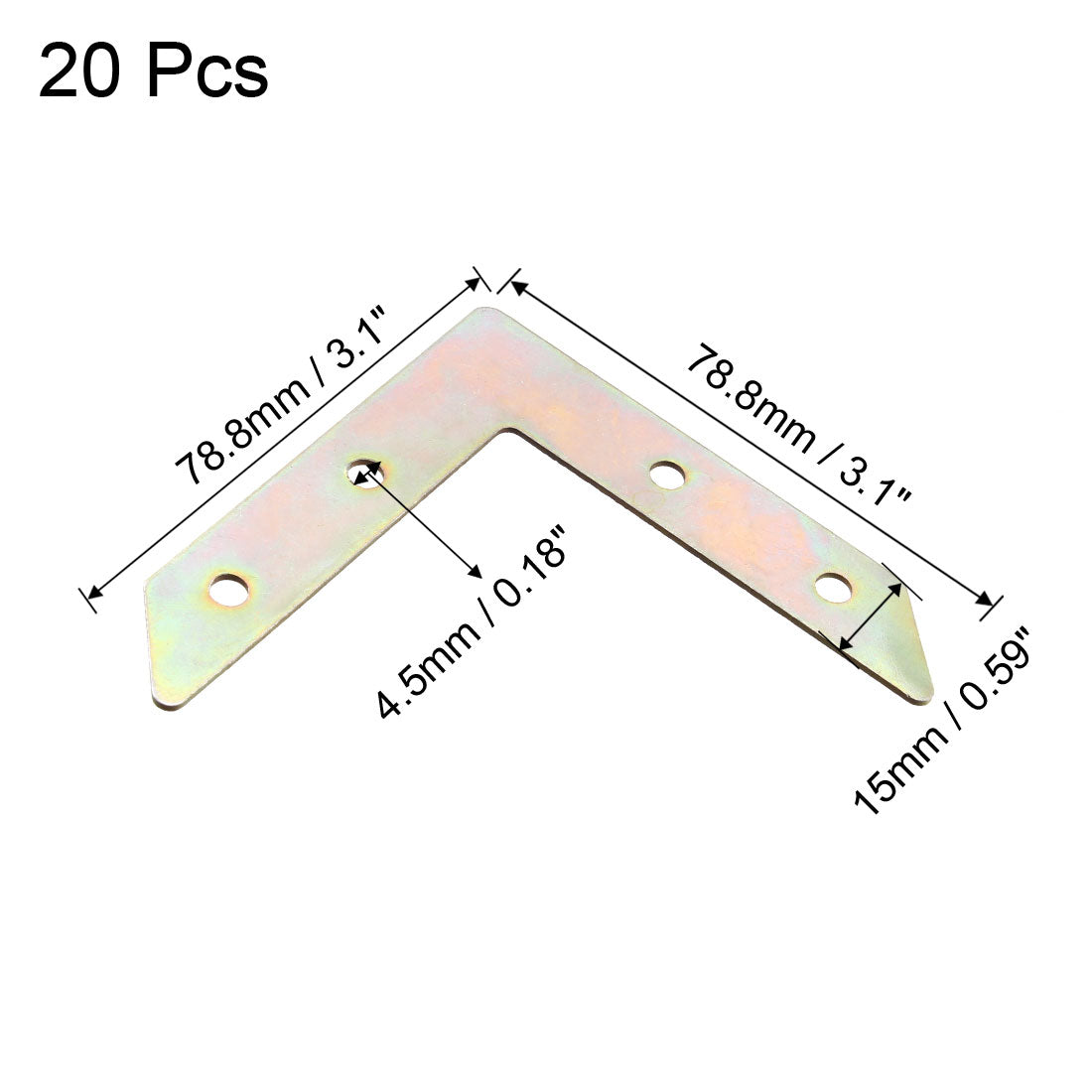 uxcell Uxcell 20stk. Flache Winkelplatte L Form Reparaturstrebe,78,8mm x 78,8mm Bronzeton