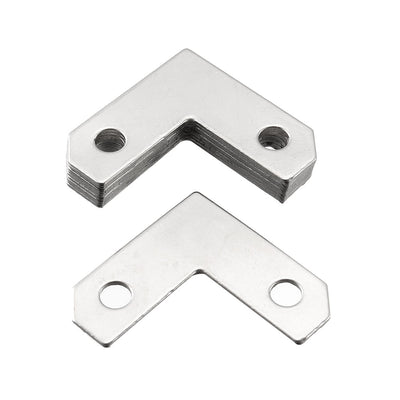 uxcell Uxcell Flat Angle Bracket Plate L Shape Repair Joining Support Brace, 26mmx26mm Silver Tone, 20Pcs