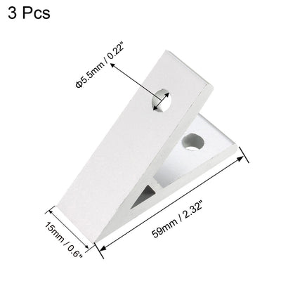 Harfington Uxcell 2020 Aluminum Corner Brackets Profile Corner Joint Connectors Corner Braces (45 Degree Angle) 3Pcs