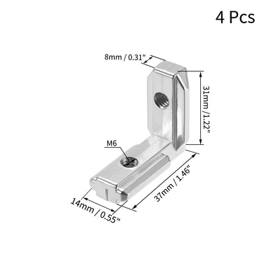 Harfington Uxcell Innengelenkhalterung Inneneckverbinder mit Schrauben für Aluminiumprofil 3030-Serie - 4 Stück