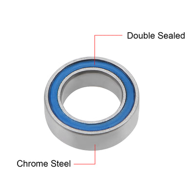 Harfington Uxcell Ball Bearing Double Sealed ABEC-3 Bearings Blue Cover