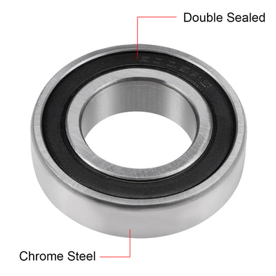 Harfington Uxcell Deep Groove Ball Bearings Metric Double Sealed Chrome Steel ABEC-3 Z1