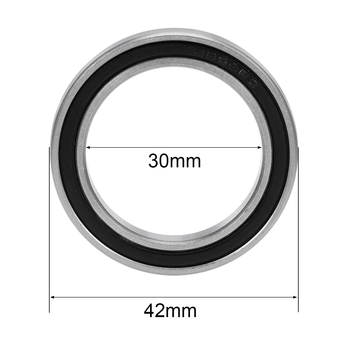 uxcell Uxcell 6806-2RS Ball Bearing 30x42x7mm Double Sealed ABEC-3 Bearings 2pcs