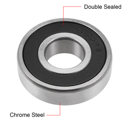 Harfington Uxcell Deep Groove Ball Bearings Metric Double Sealed Chrome Steel ABEC-3 Z1