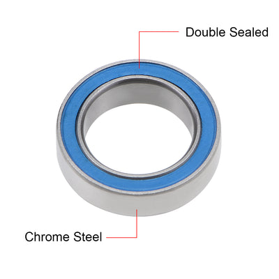 Harfington Uxcell Deep Groove Ball Bearing Thin Section Double Sealed Chrome Steel Blue Cover