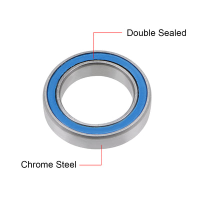 Harfington Uxcell Deep Groove Ball Bearing Thin Section Double Sealed Chrome Steel Blue Cover