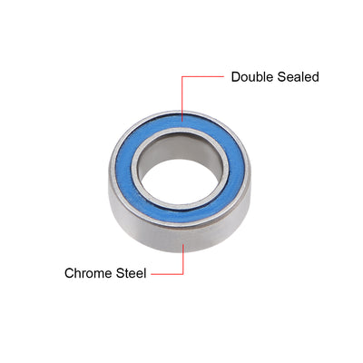 Harfington Uxcell Ball Bearing Double Sealed ABEC-3 Bearings Blue Covers