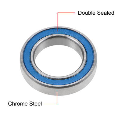 Harfington Uxcell Deep Groove Ball Bearing Thin Section Double Sealed Chrome Steel Blue Cover