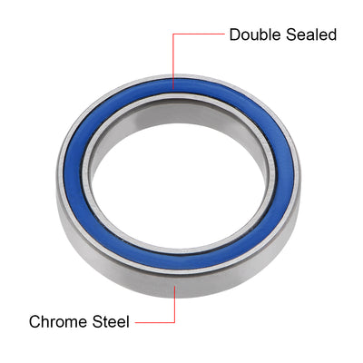 Harfington Uxcell Deep Groove Ball Bearing Thin Section Double Sealed Chrome Steel Blue Cover