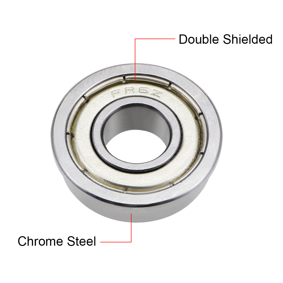 uxcell Uxcell FR6ZZ Flange Ball Bearing 3/8"x7/8"x9/32" Shielded Chrome Bearings 4pcs