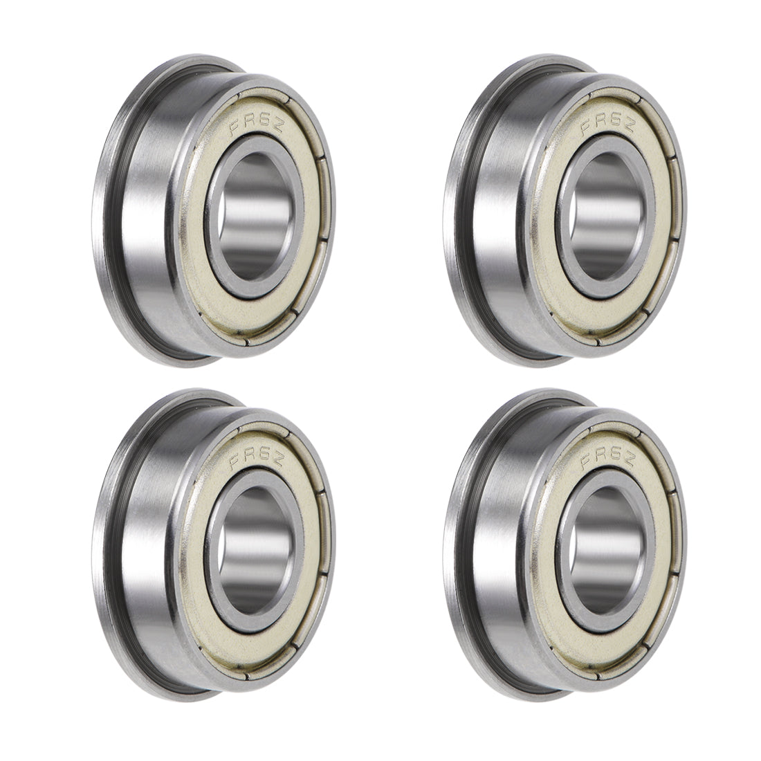 uxcell Uxcell FR6ZZ Flange Ball Bearing 3/8"x7/8"x9/32" Shielded Chrome Bearings 4pcs