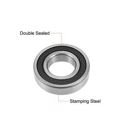 Harfington Uxcell Deep Groove Ball Bearings Metric Double Sealed Chrome Steel ABEC-3 Z1