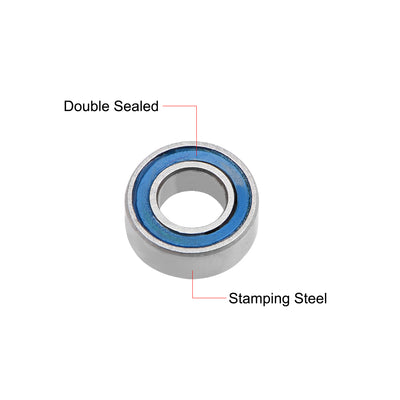 Harfington Uxcell Ball Bearing Double Sealed ABEC-3 Bearings Blue Covers