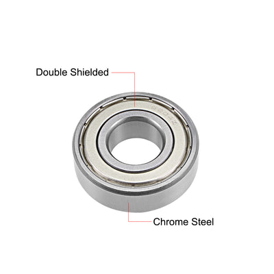 Harfington Uxcell Deep Groove Ball Bearings Metric Double Shielded Chrome Steel ABEC-3 Z1